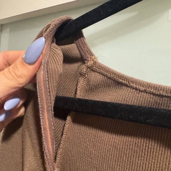 Astr Brown Square Neck Long Sleeve Bodycon Dress - Picture 5 of 6